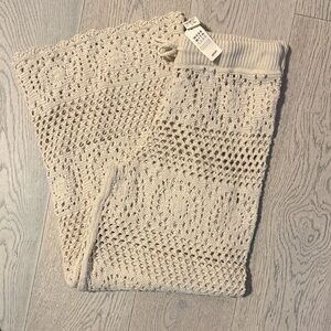 Aerie Beige Crochet Knit Top
